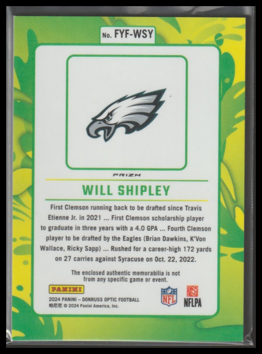 2024 Donruss Optic #FYF-WSY Will Shipley First Year Fresh Blue Hyper