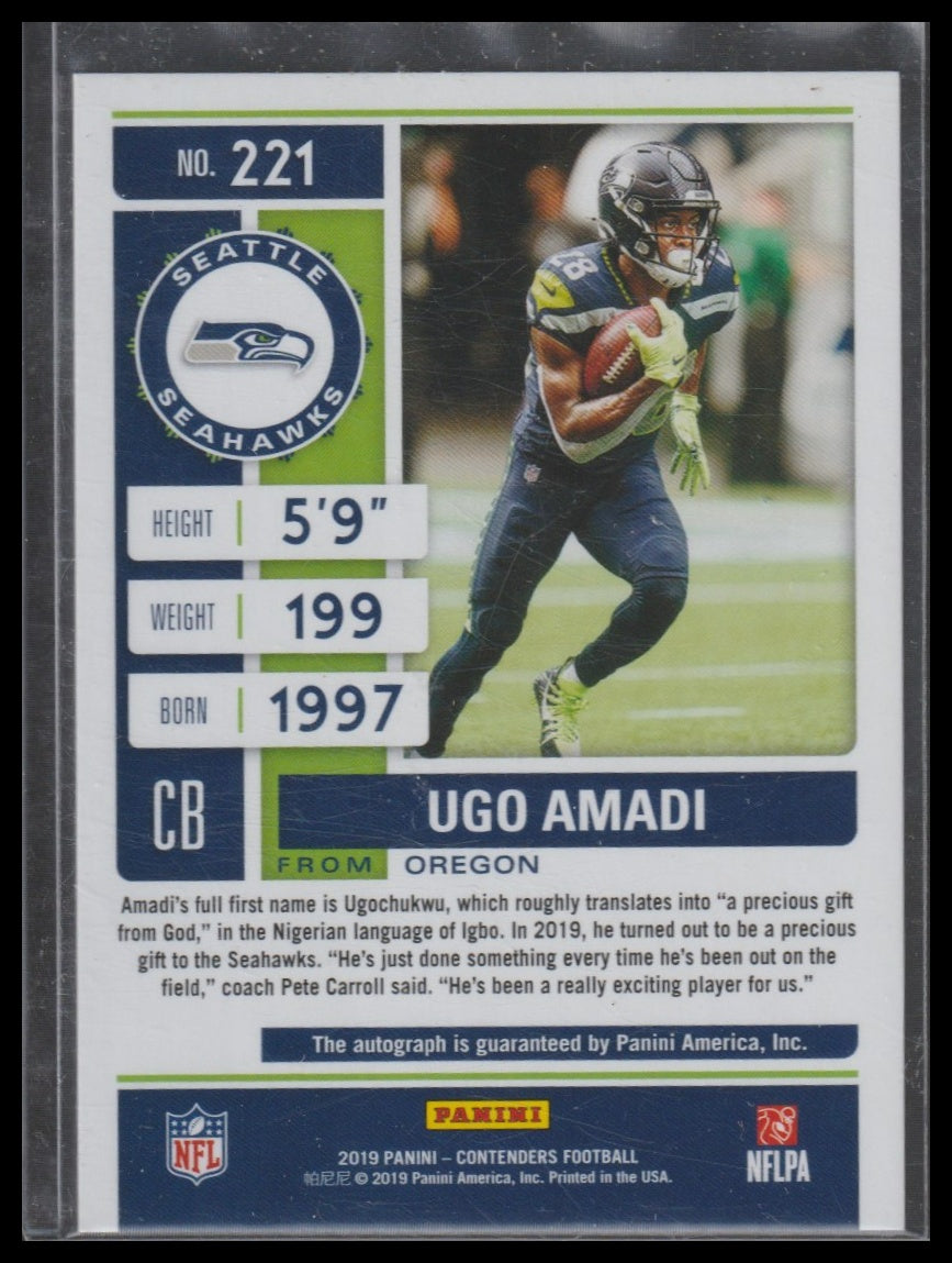 2019 Panini Contenders #221 Ugo Amadi Playoff Ticket #/99