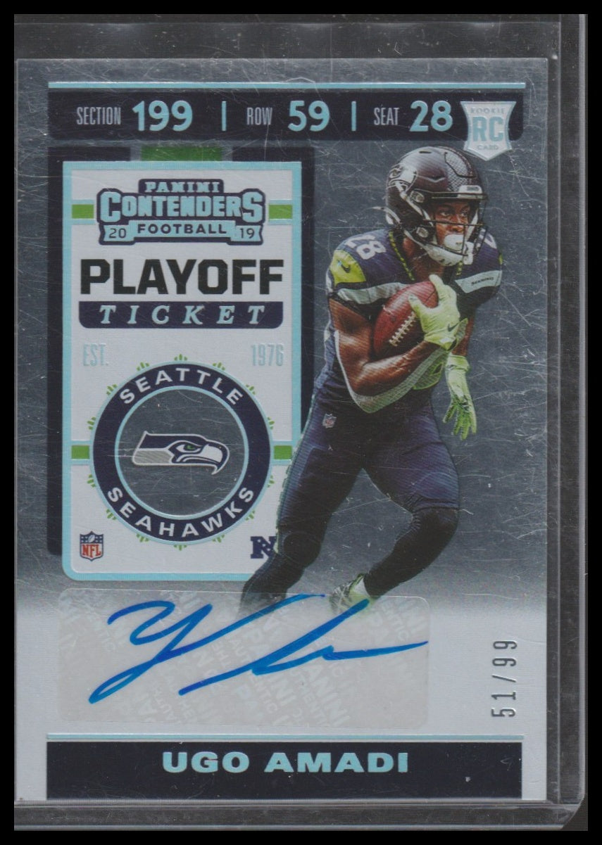 2019 Panini Contenders #221 Ugo Amadi Playoff Ticket #/99