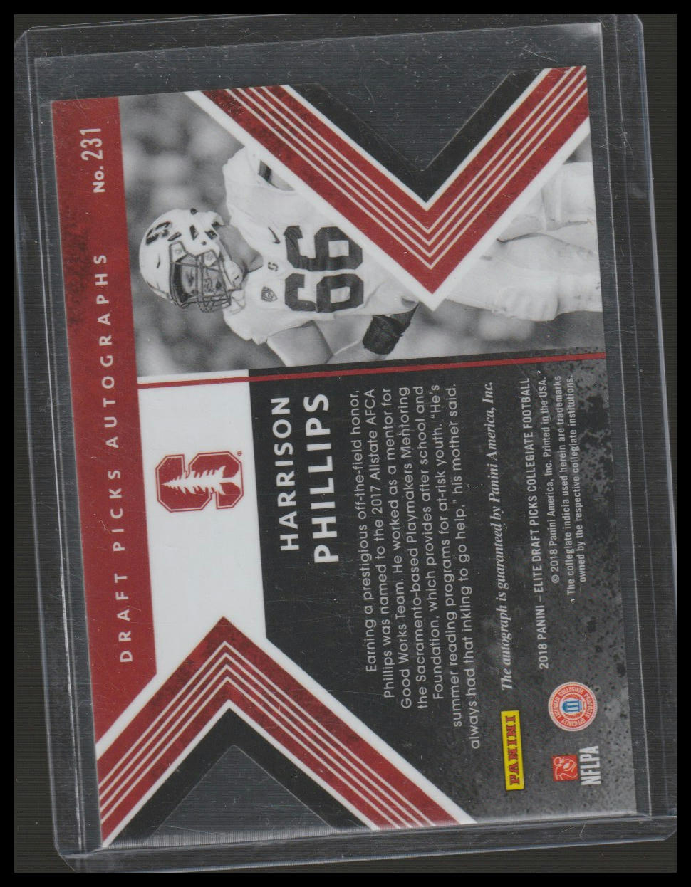 2018 Panini Elite Draft Picks #231 Harrison Phillips Draft Picks Auto Gold /10