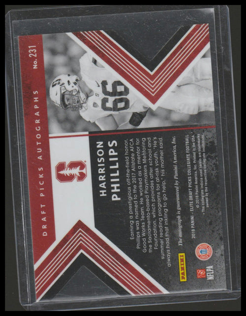 2018 Panini Elite Draft Picks #231 Harrison Phillips Draft Picks Auto Gold /10