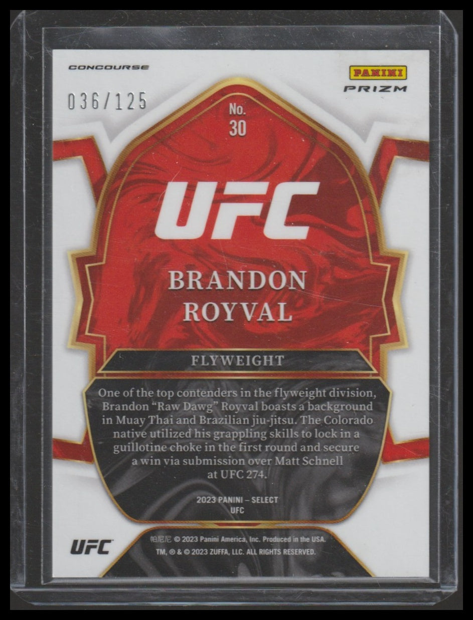 2023 Panini Select UFC #30 Brandon Royval White Prizms #/125