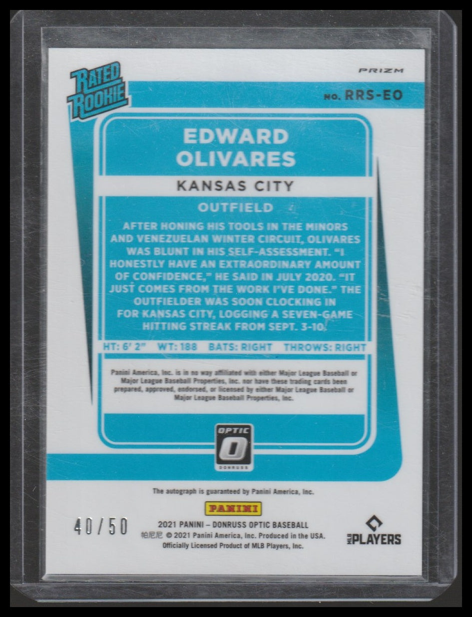 2021 Donruss Optic #RRS-EO Edward Olivares Rated Rookie Signatures Black #/50