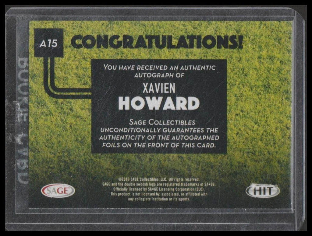 2016 SAGE HIT #A15 Xavien Howard Autographs