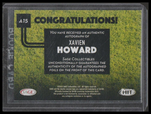 2016 SAGE HIT #A15 Xavien Howard Autographs