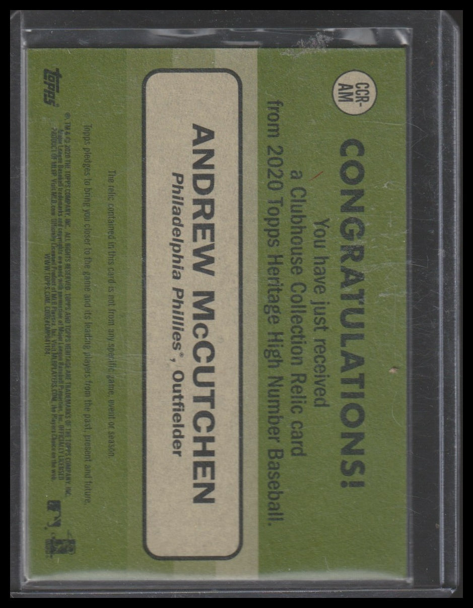 2020 Topps Heritage #CCR-AM Andrew McCutchen Clubhouse Collection Relics