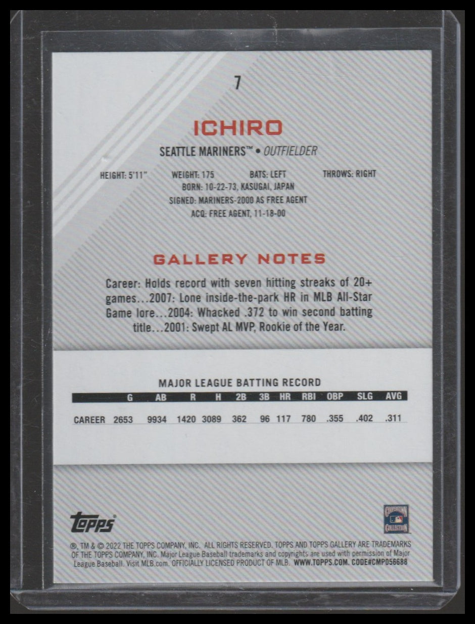 2022 Topps Gallery #7 Ichiro Printer Proof