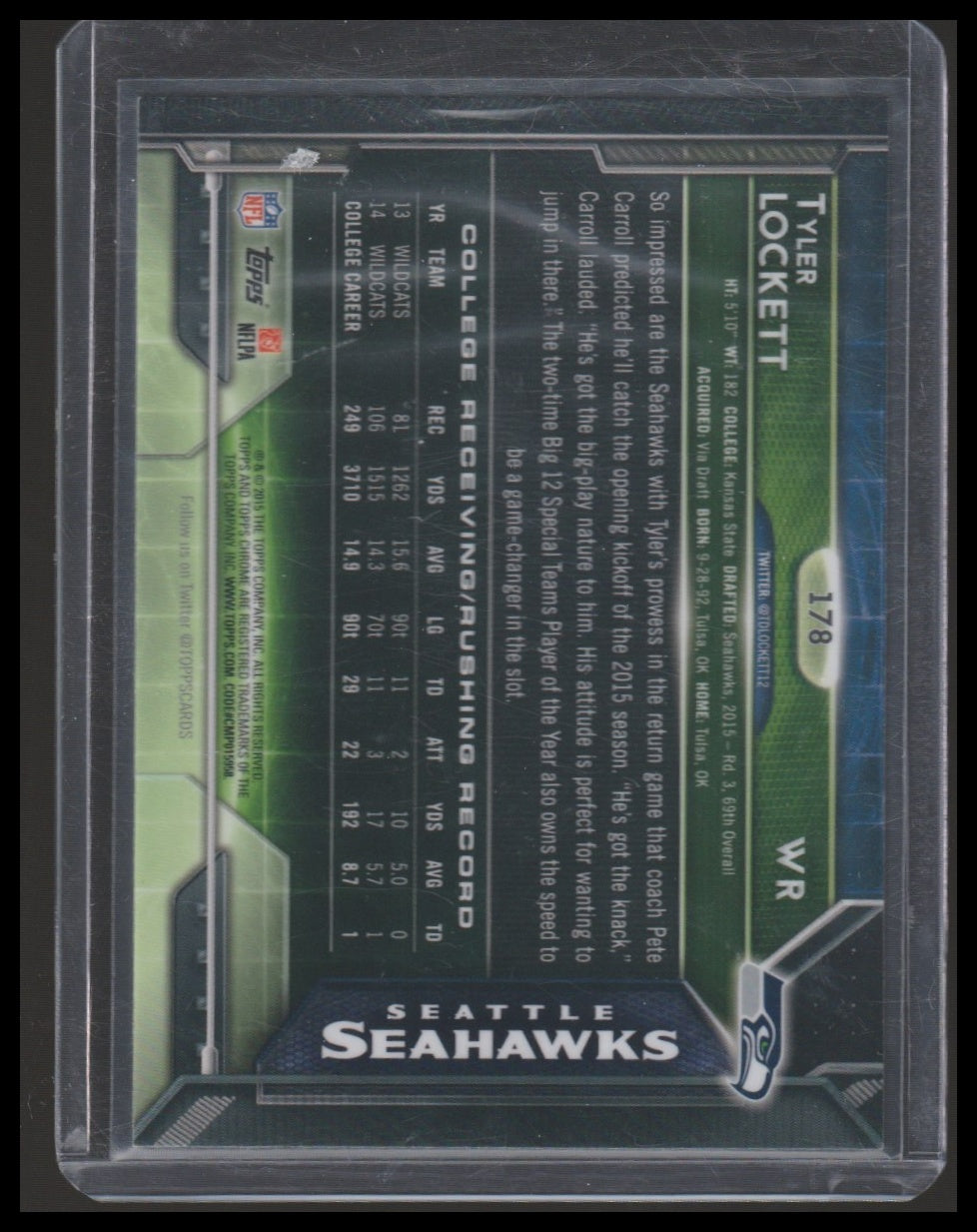 2015 Topps Chrome #178 Tyler Lockett Orange Refractor