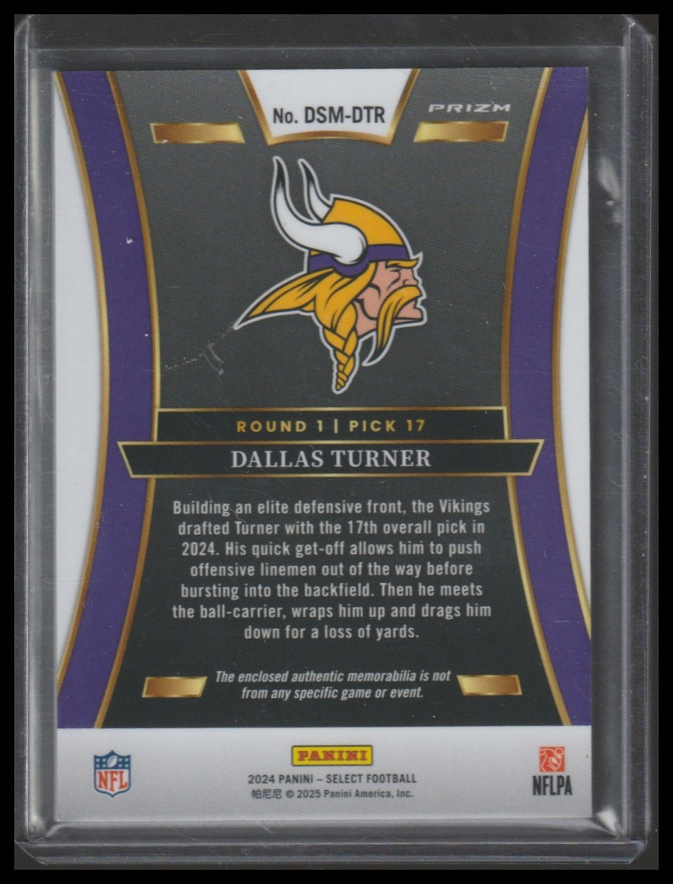 2024 Panini Select #DSM-DTR Dallas Turner Draft Selections Memorabilia Red Prizm