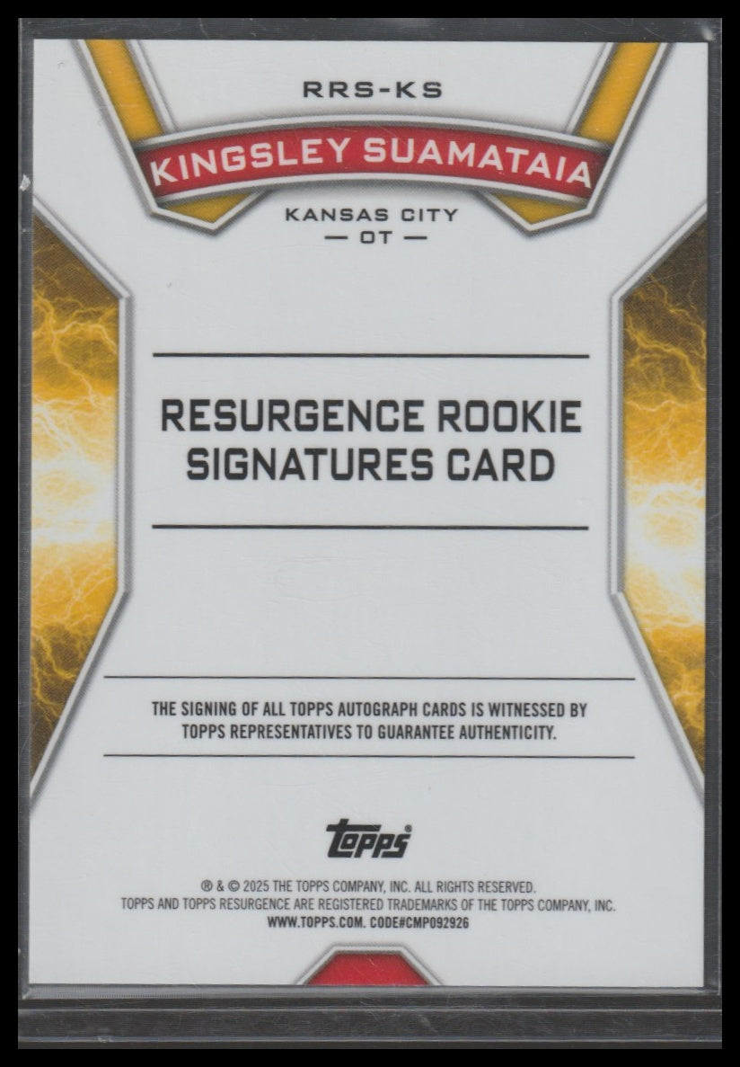 2024 Topps Resurgence Kingsley Suamataia Resurgence Rookie Signatures Gold /50