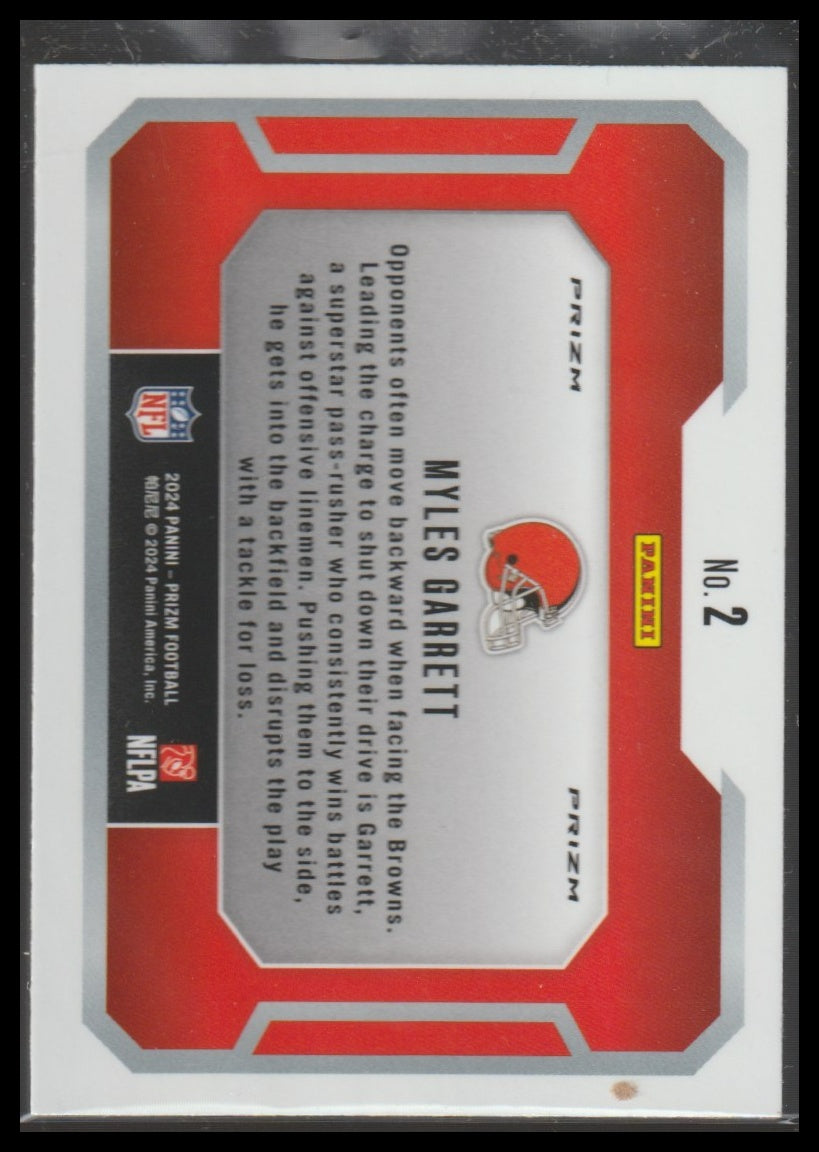 2024 Panini Prizm #2 Myles Garrett Lockdown No Huddle Prizm